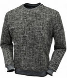 This classic crew neck sweater features a rich combination of tan, ivory, and black, making it the perfect addition to any outfit in the black or tan families. 