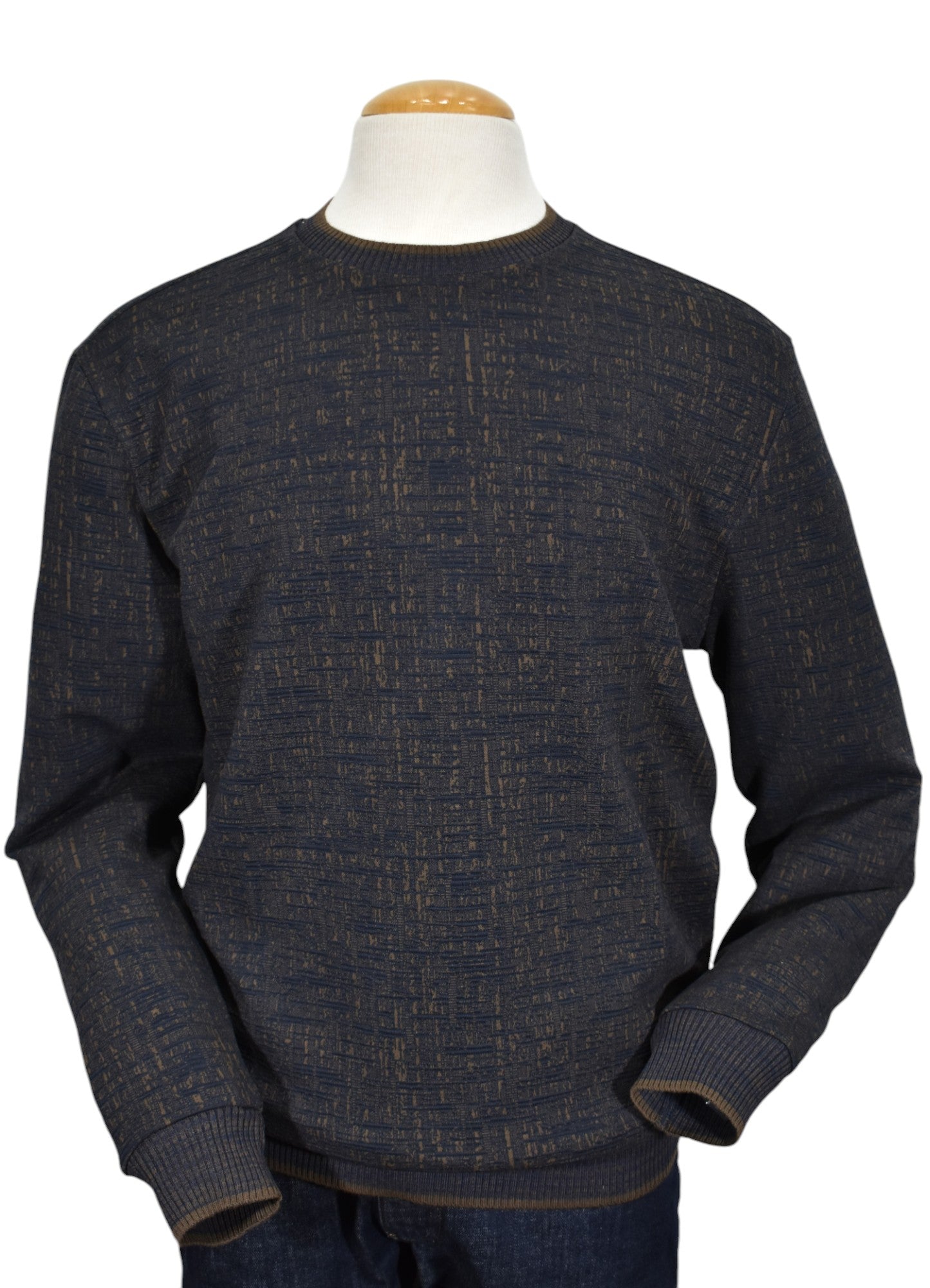 Elevate your style with our Marcello Carmel Crew Neck Pullover. 