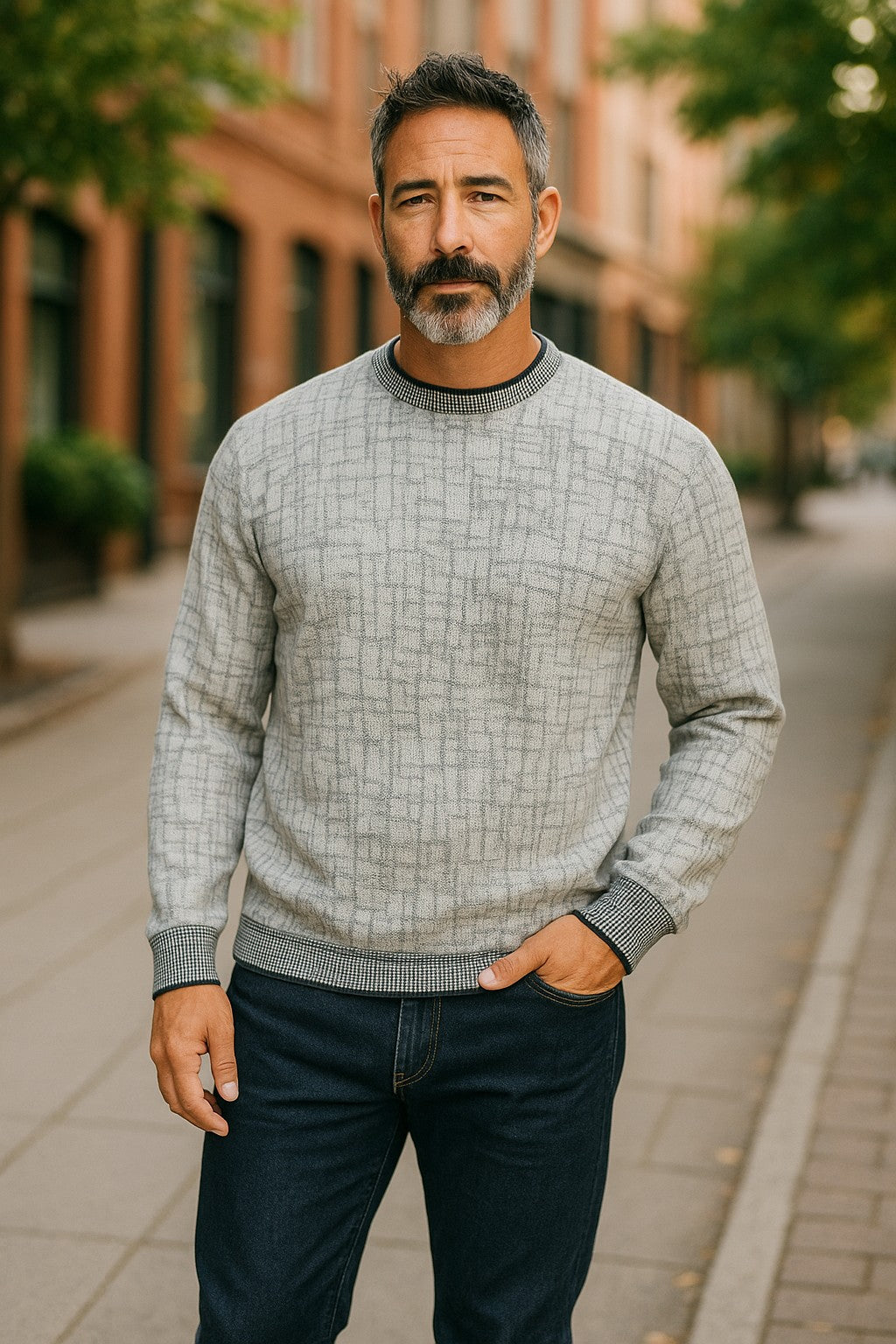 Elevate your winter wardrobe with the Marcello Navigare Cross Stroke Sweater! 