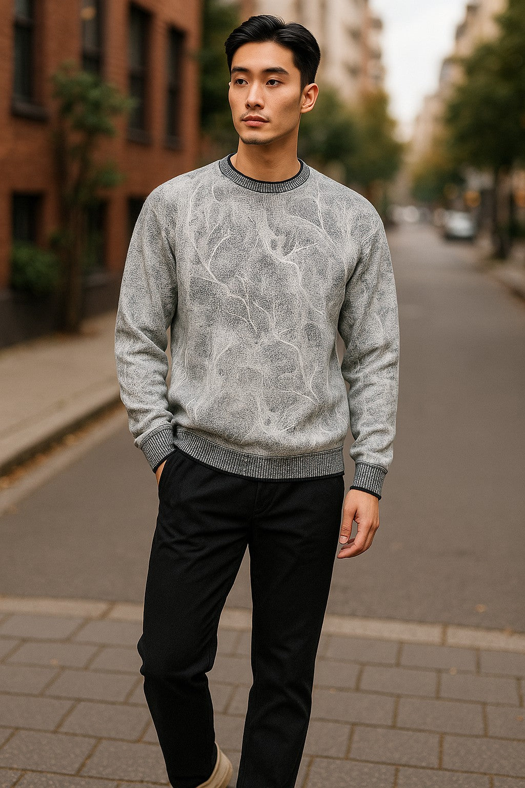 Radiate Fall style with our Marcello Sepia Forest Sweater.