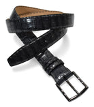 Marcello leather croc stamped belt in Charcoal.