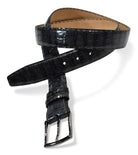 Marcello leather croc stamped belt in Charcoal.