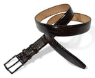 Marcello leather croc stamped belt in Chocolate.