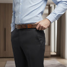 Marcello men's leather croc stamped belt chocolate. Sizes 30-44