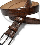 Marcello leather croc stamped belt in Mocha.