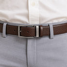 Finely perforated belt, extra fine leather for a classic, yet updated style. Black or Chocolate.  By Marcello Sport.  Finely perforated fashion pattern. Excellent with your favorite jeans or pants. Black or Chocolate. Satin Nickel Finished Buckle. Slightly wider to provide a better jeans image. Premium leather. Sizes 32-44.