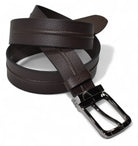 Leather pebble grain bel in black, chocolate and navy, by Marcello.