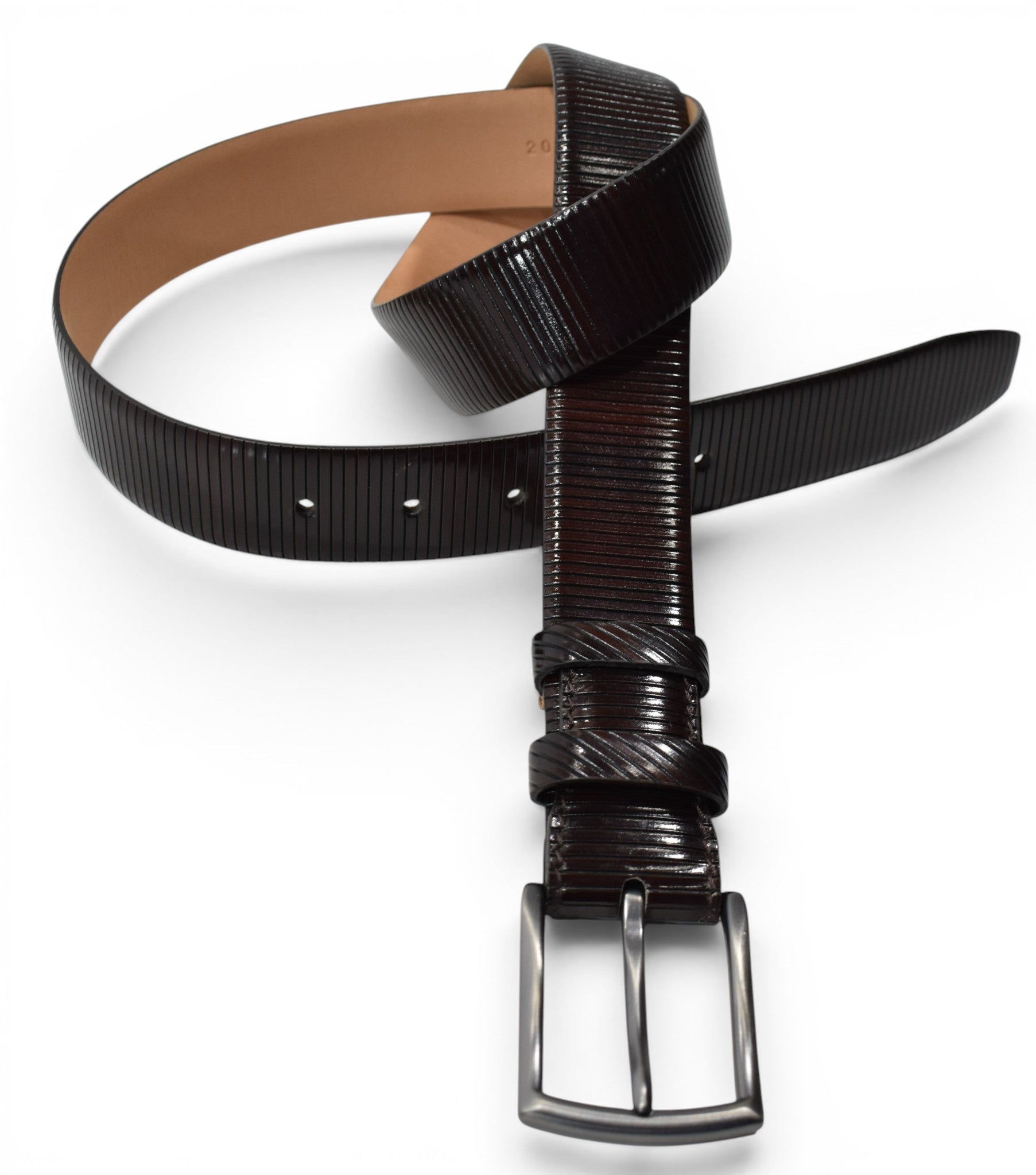 Ribbed leather chocolate hues belt by Marcello