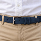 Santa Fe Suede Stitched Belt by Marcello in classic navy.