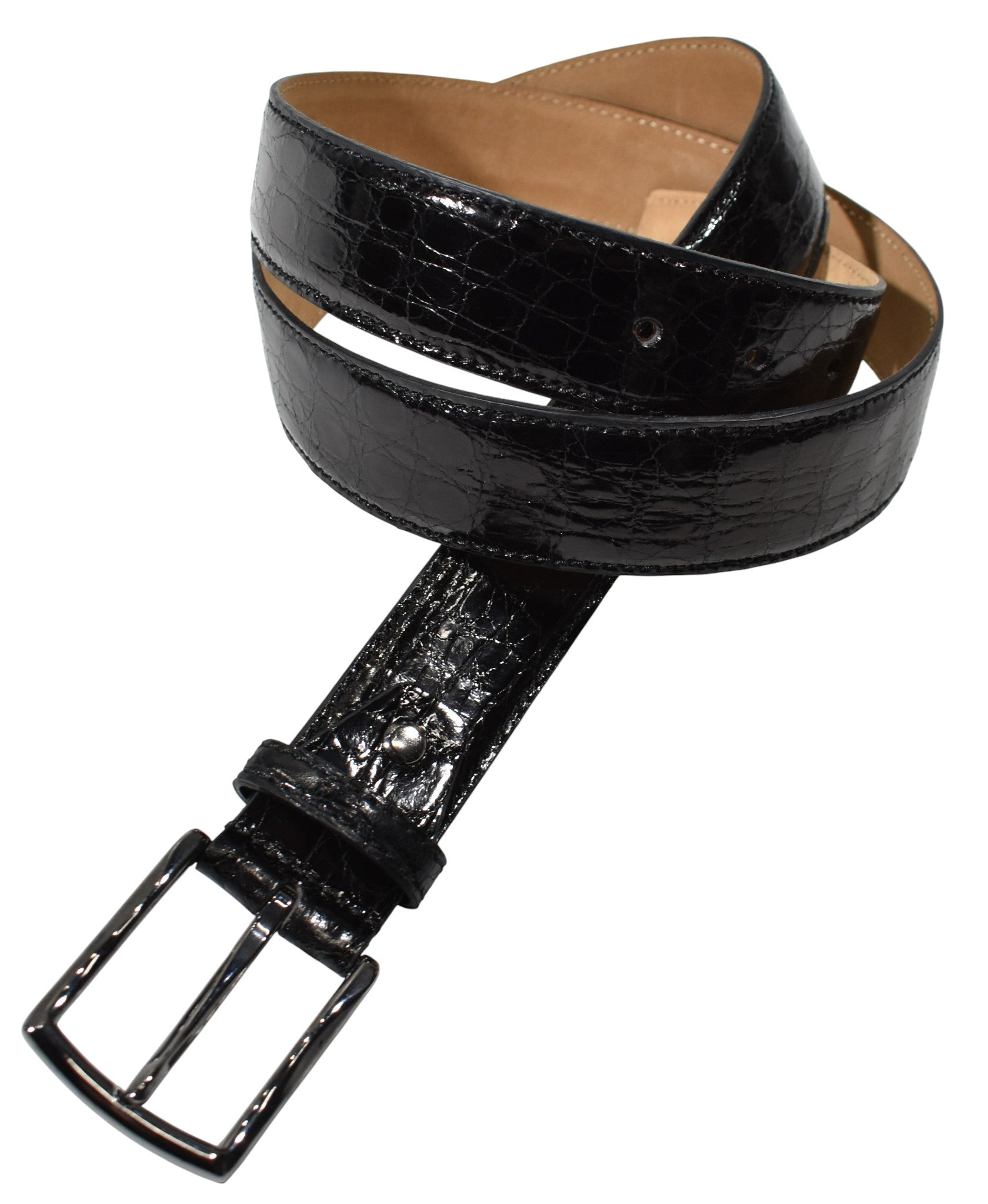 Marcello crocodile belt in black.