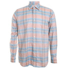 Plaid shirt with pink and blue stripes on a white background