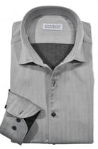 Impeccable craftsmanship and ultra soft cotton make this rich, sophisticated silver herringbone pattern a must-have. Shirt by Marcello.
