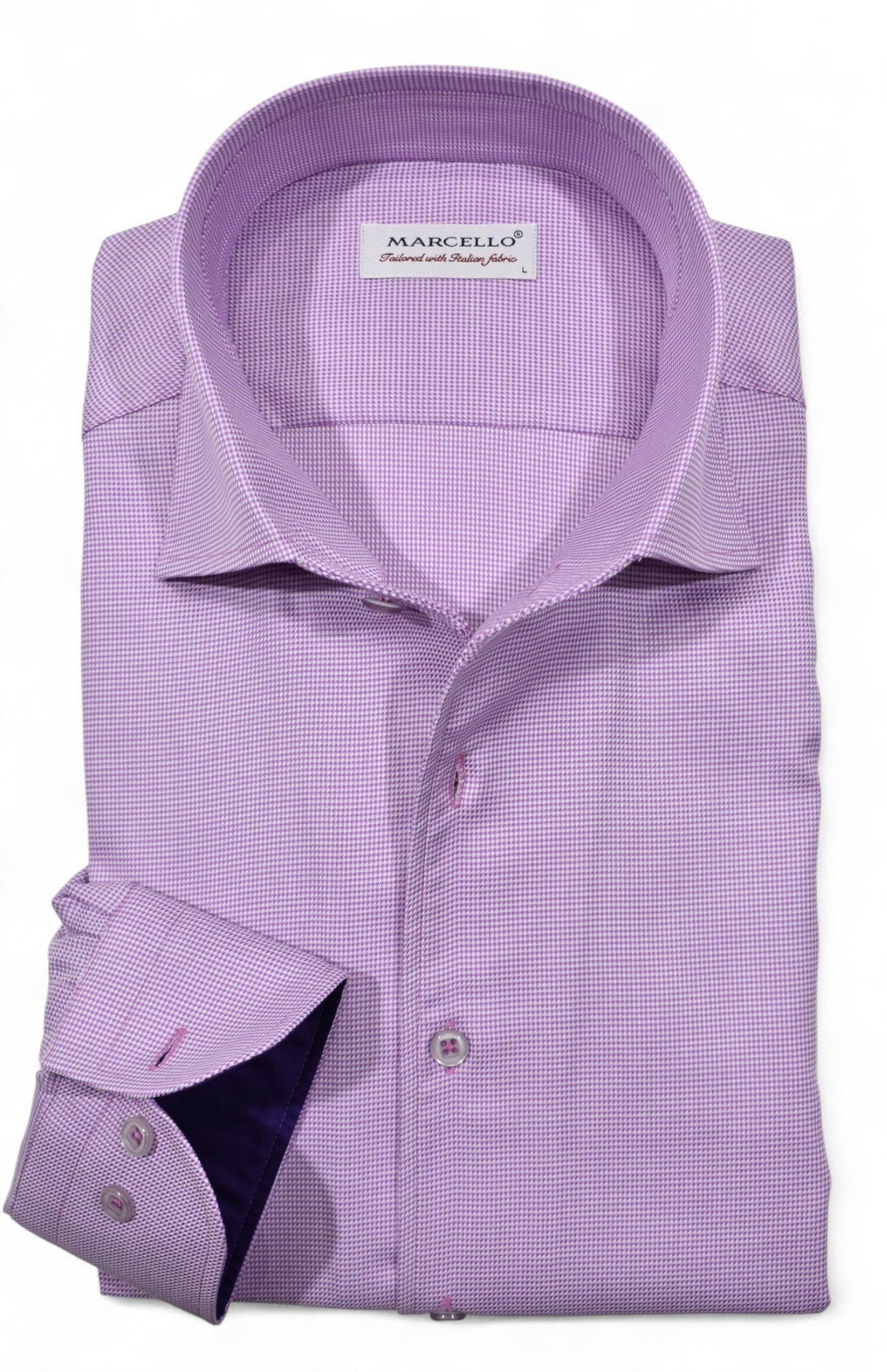 Marcello lavender mini houdstooth shirt.