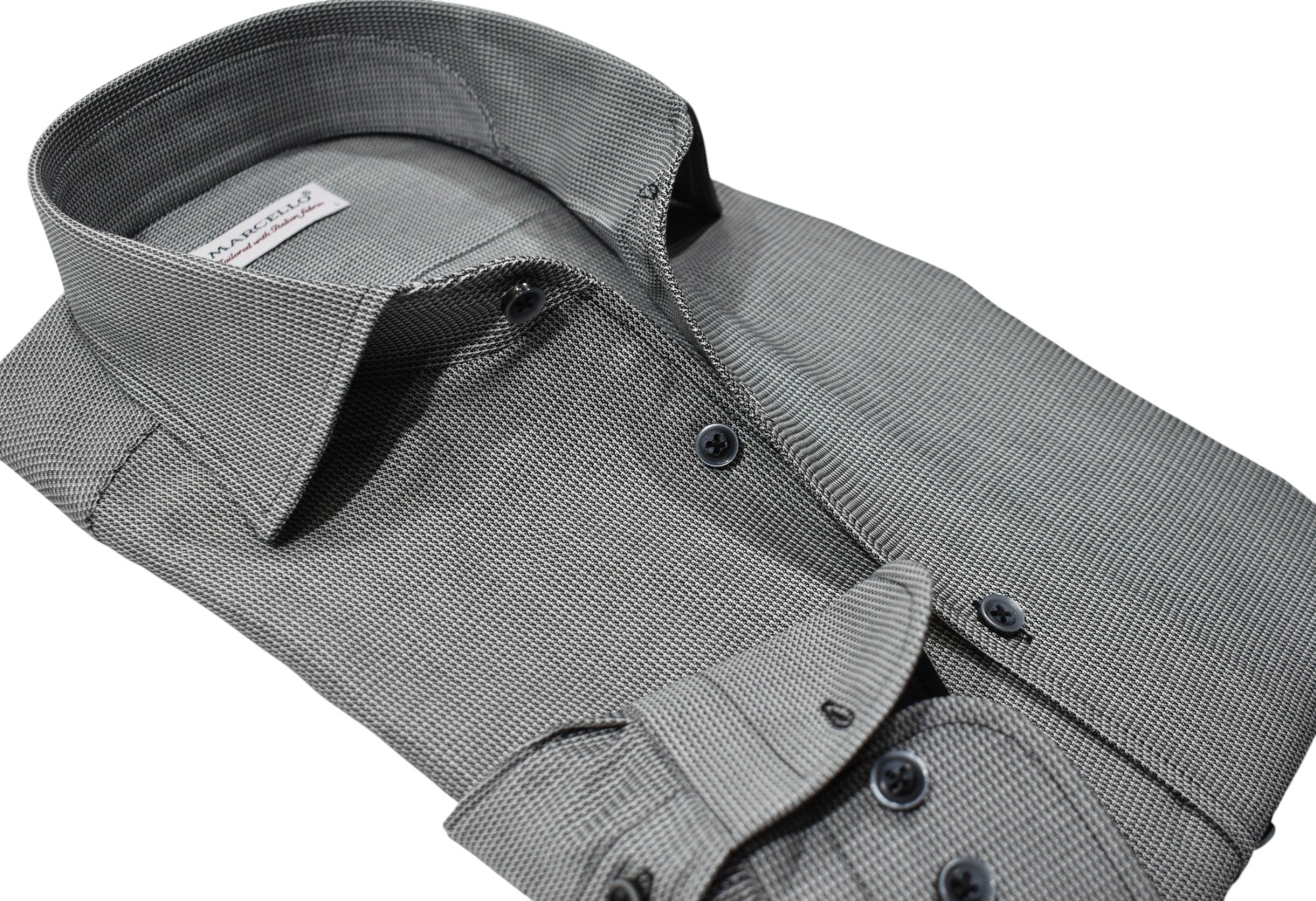 Marcello fine black and white micro pattern shirt.