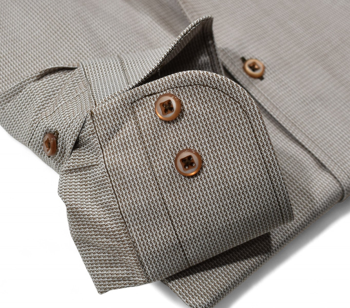 Marcello micro neat tan shirt.
