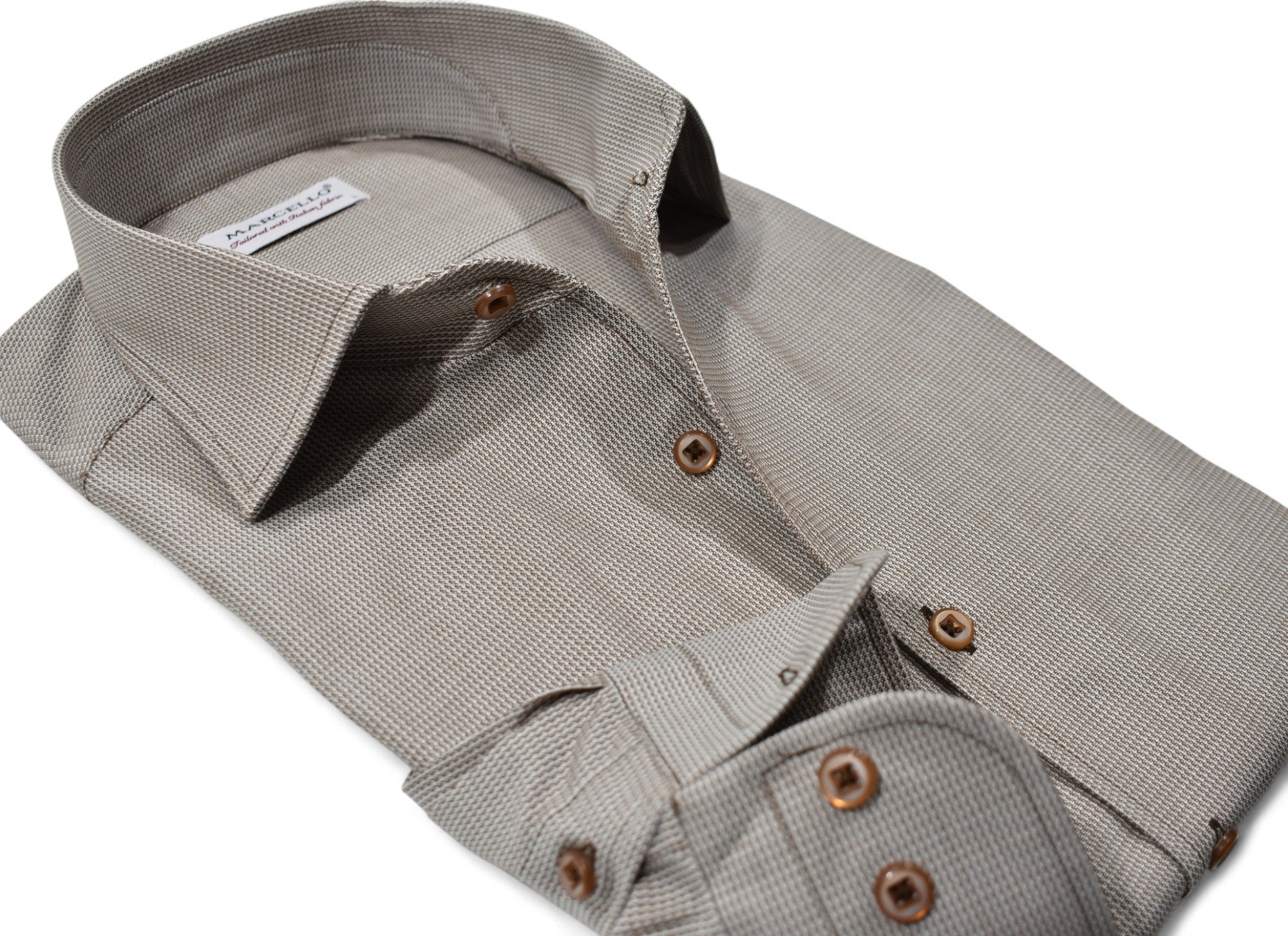 Marcello micro neat tan shirt.