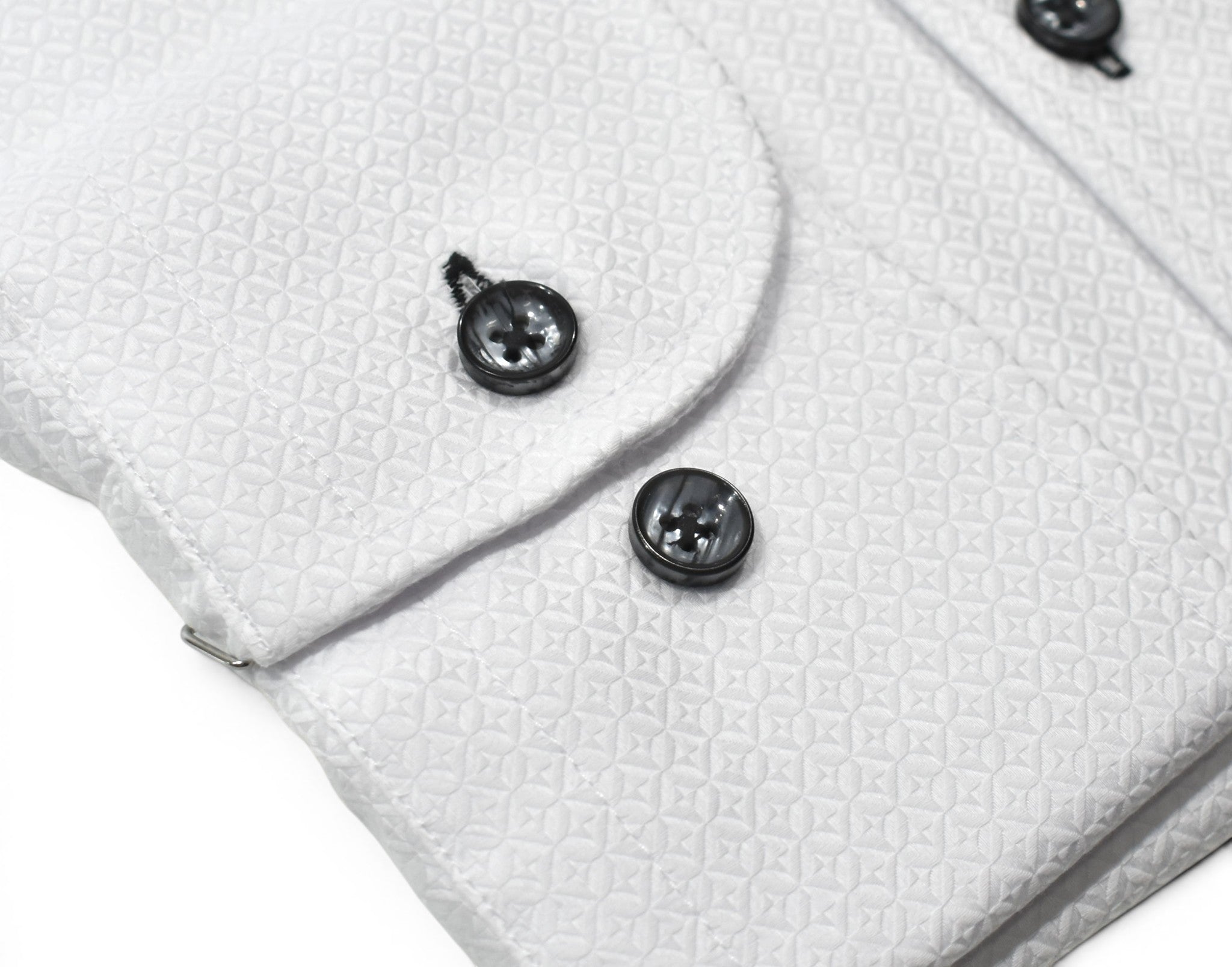 Marcello tonal white shirt custom button.