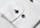 Marcello tonal white shirt custom button.