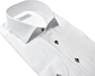Marcello tonal white shirt custom button.