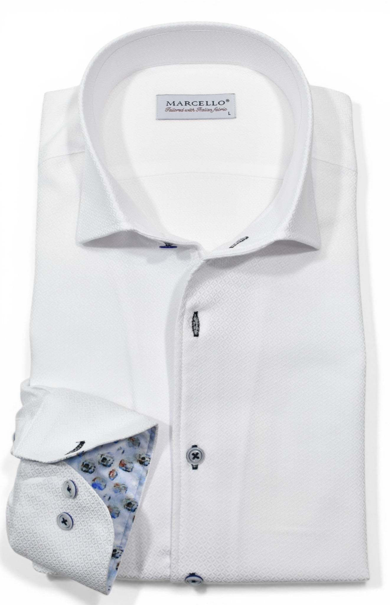 Marcello white tonal diamond shirt.
