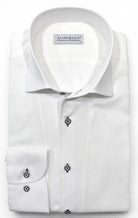 Marcello tonal white shirt custom button.