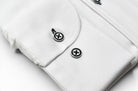 Marcello tonal white shirt custom button.