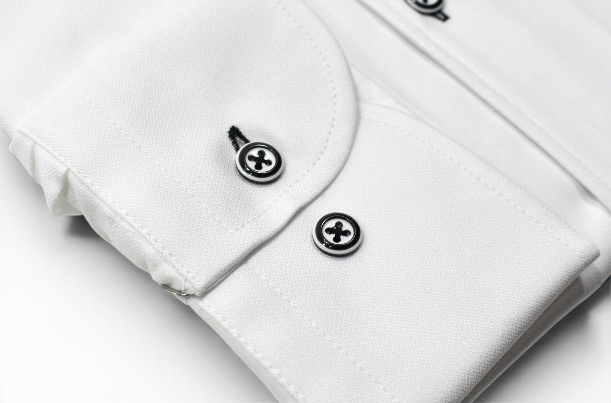 Marcello tonal white shirt custom button.