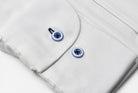 Marcello tonal white shirt custom button.