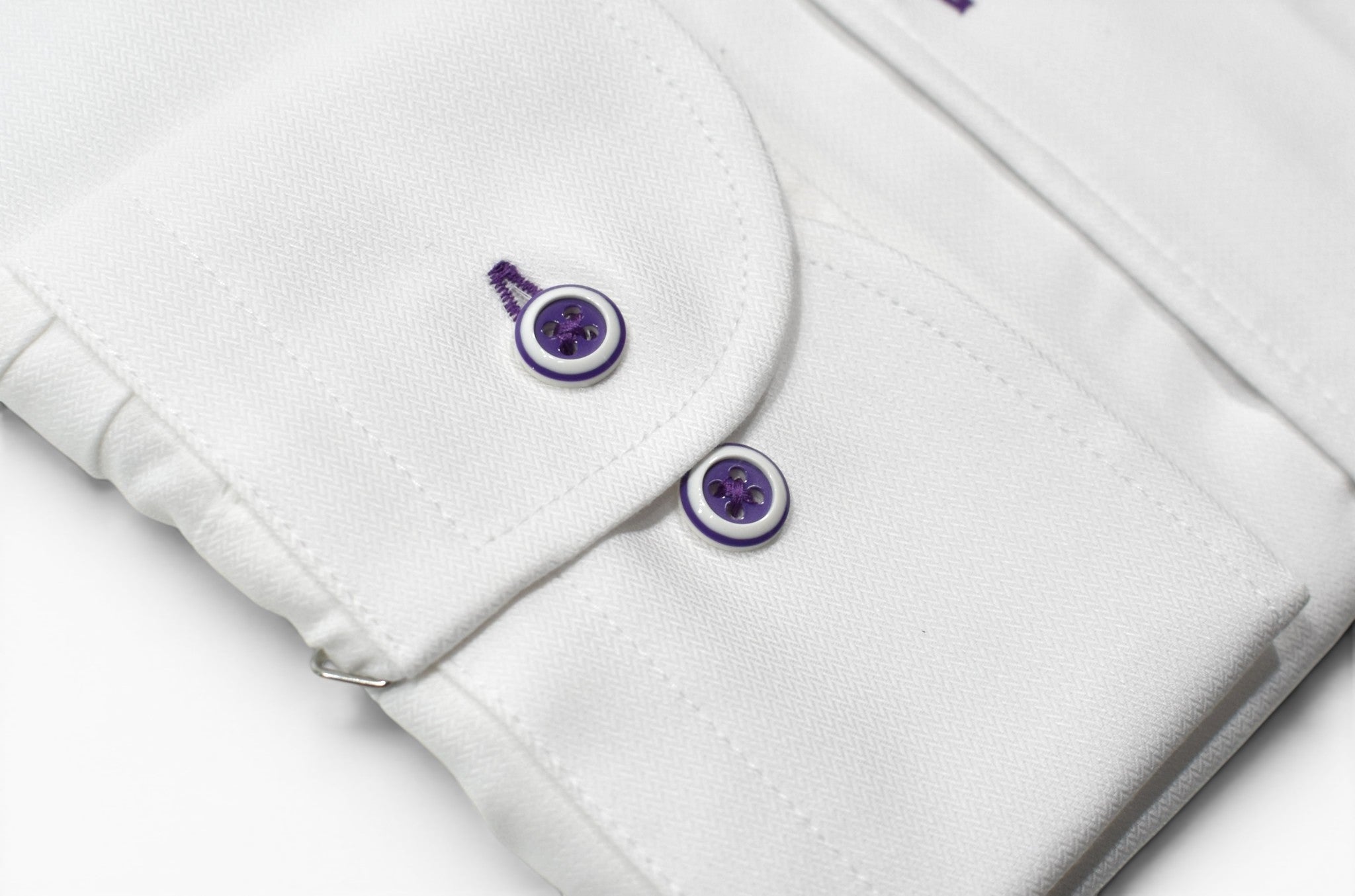 Marcello tonal white shirt custom button.