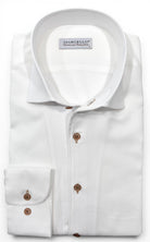 Marcello tonal white shirt custom button.
