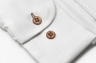 Marcello tonal white shirt custom button.