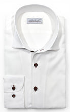 Marcello tonal white shirt custom button.