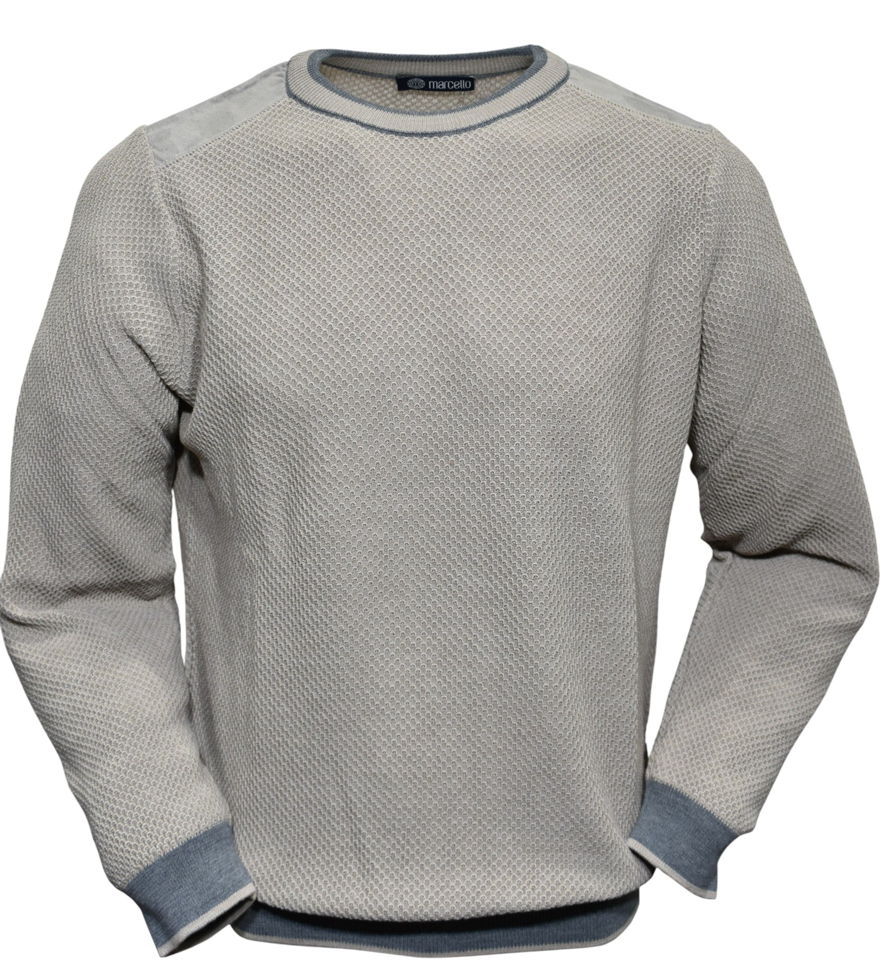 Marcello merino wool honeycomb stitch pullover sweater in tan.