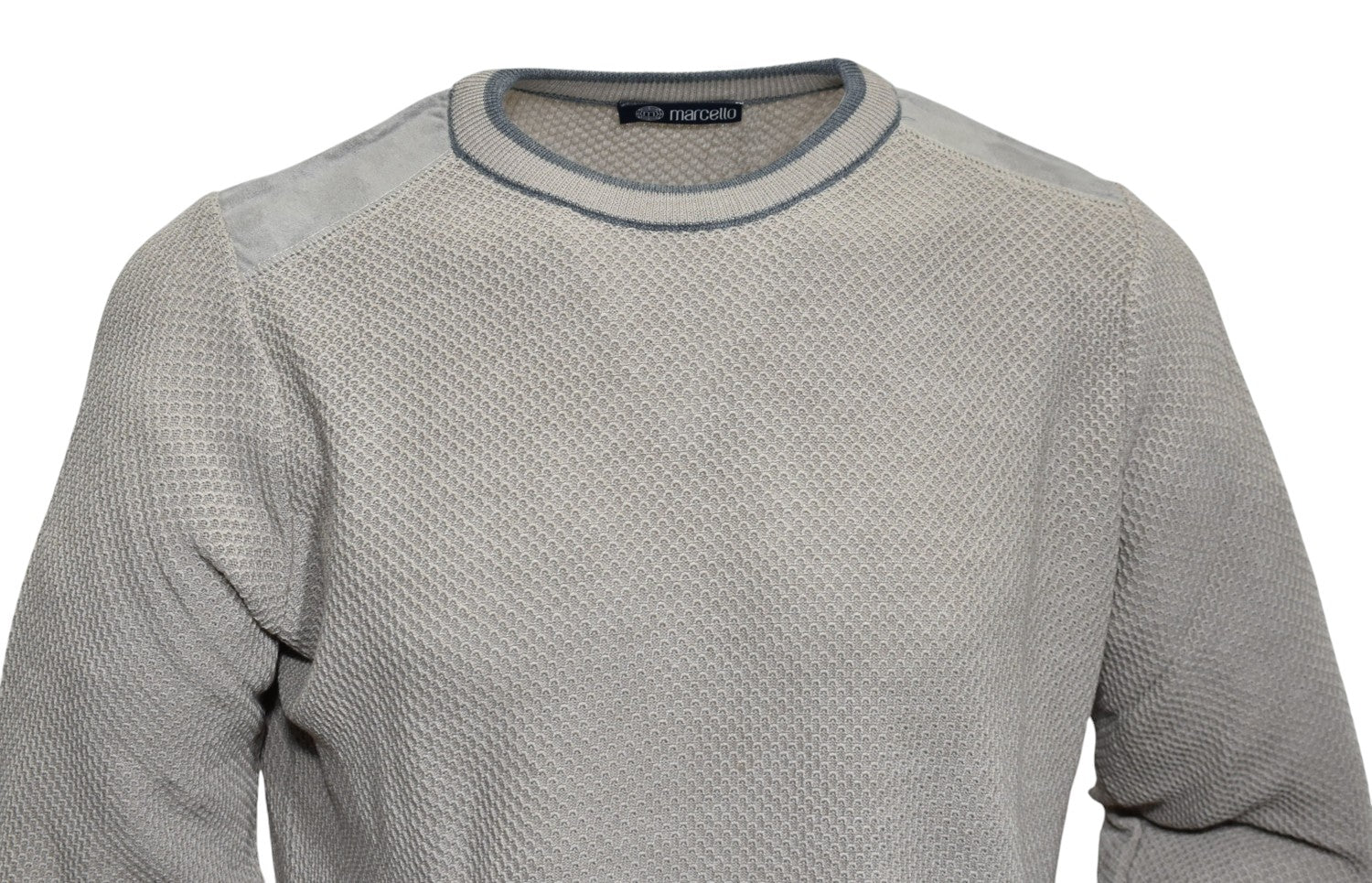 Marcello merino wool honeycomb stitch pullover sweater in tan.