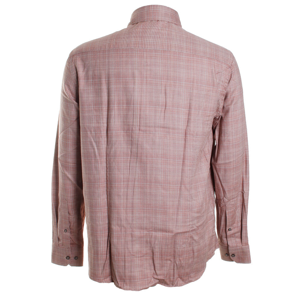 Pink checkered shirt on a mannequin against a white background