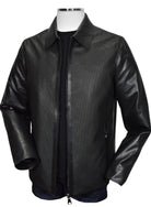 Experience the ultimate in style and comfort with our Marcello Black Chainlink Leather Coat! 
