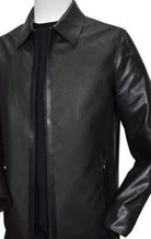 Experience the ultimate in style and comfort with our Marcello Black Chainlink Leather Coat! 