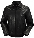 Marcello pebble leather bomber in black.