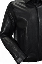 Marcello pebble leather bomber in black.