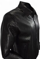 Marcello pebble leather bomber in black.