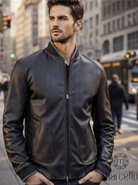 Marcello black chevron stitched leather.