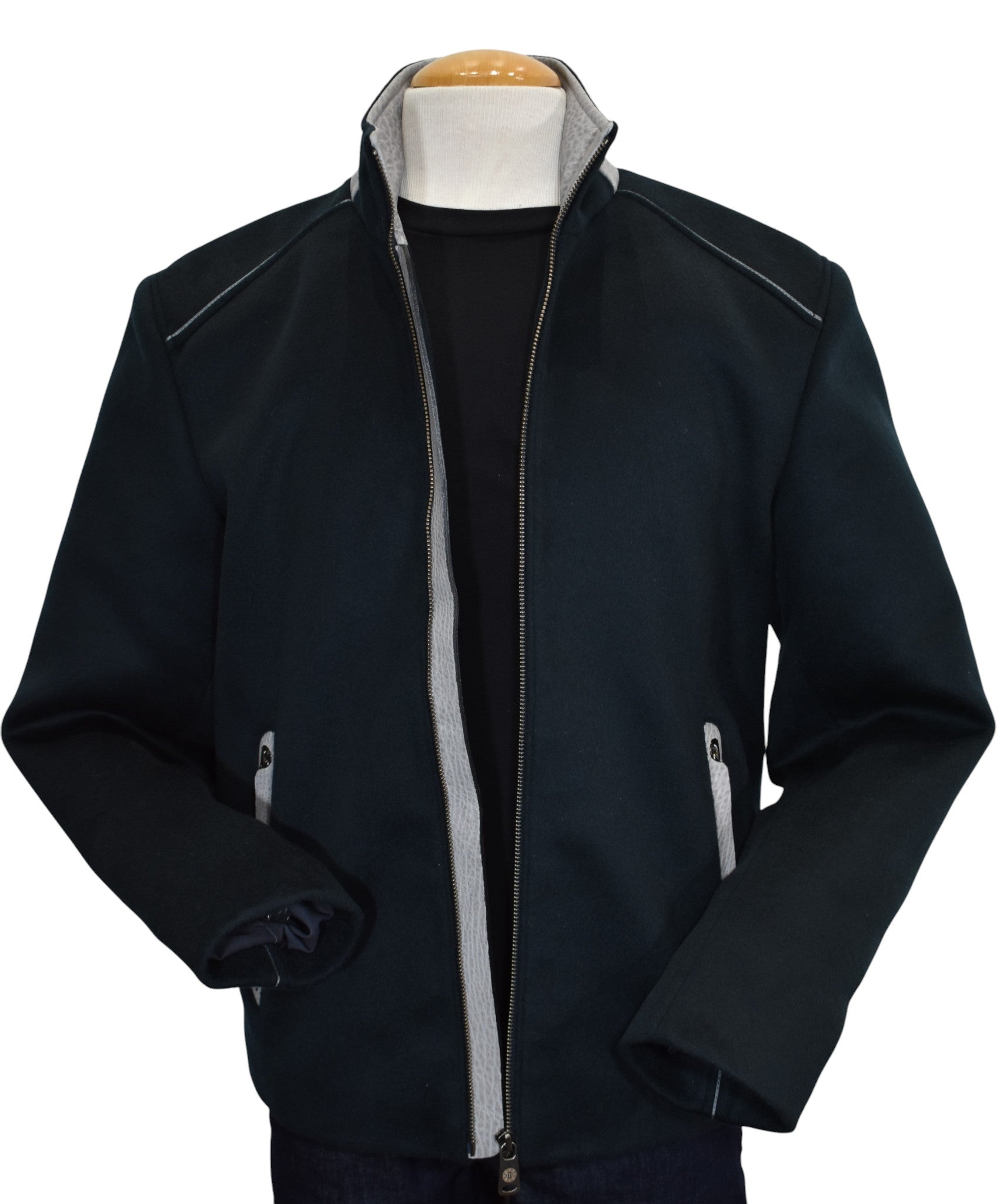 Marcello navy wool cashmere jacket.