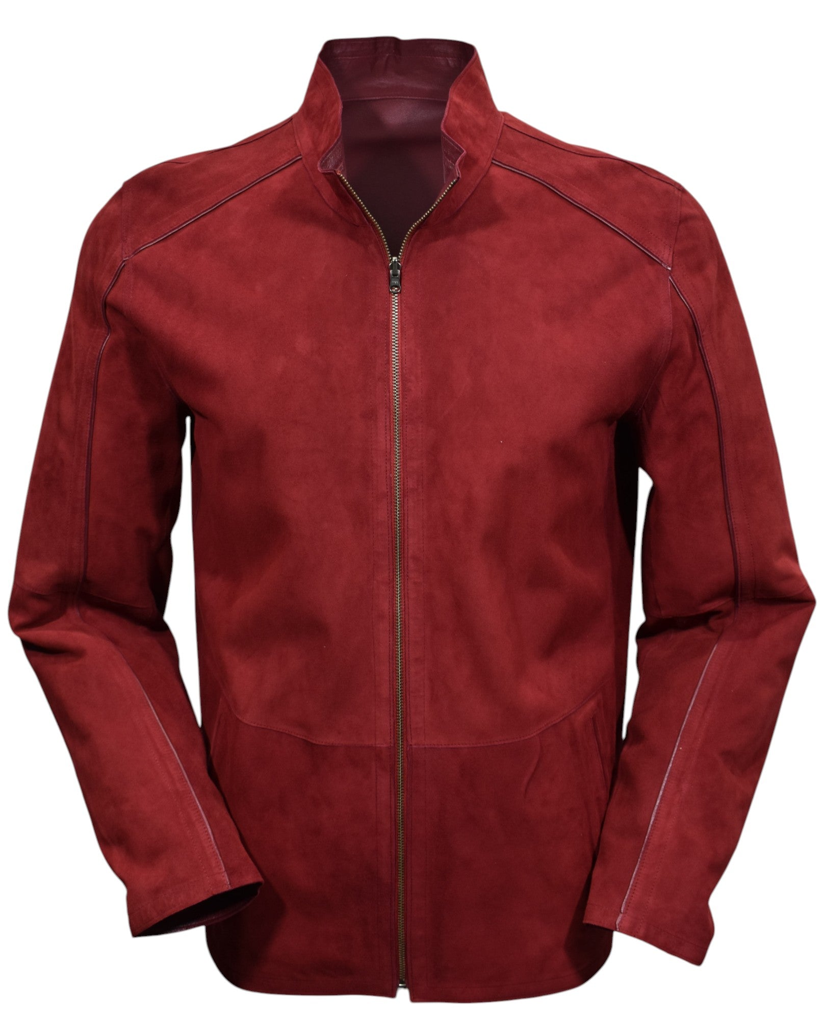 Marcello red suede jacket reversible to leather.