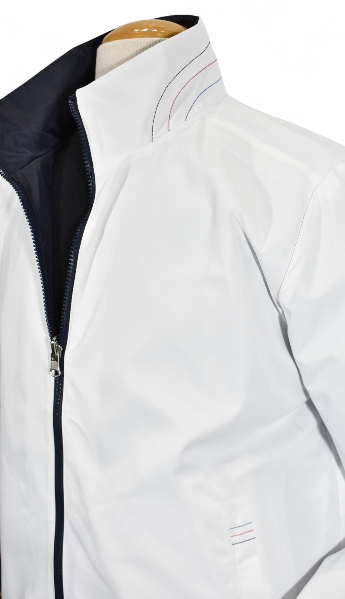 Marcello white windbreaker reversible to navy.