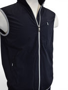 Marcello navy two way zip vest.