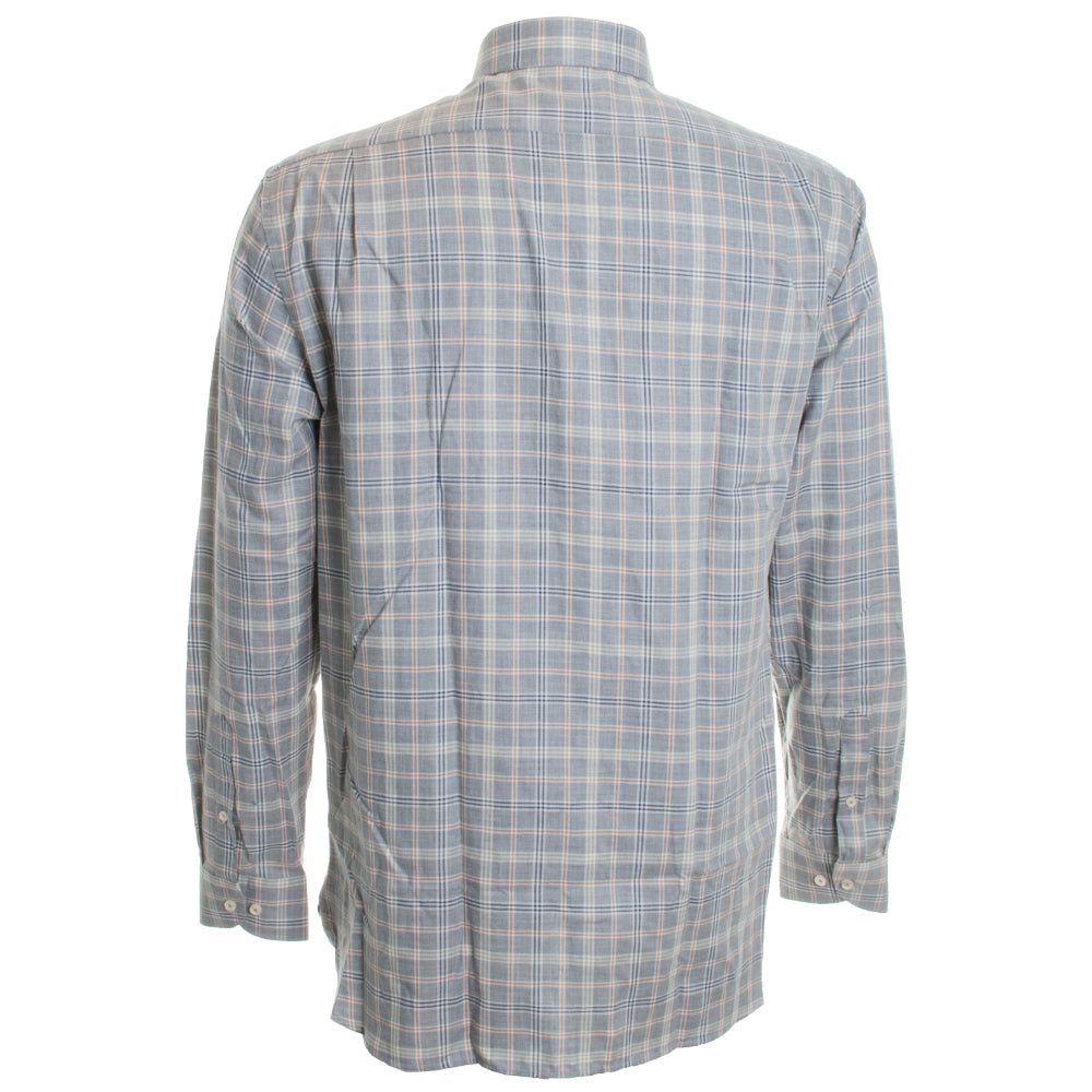 Light gray flanel shirt.