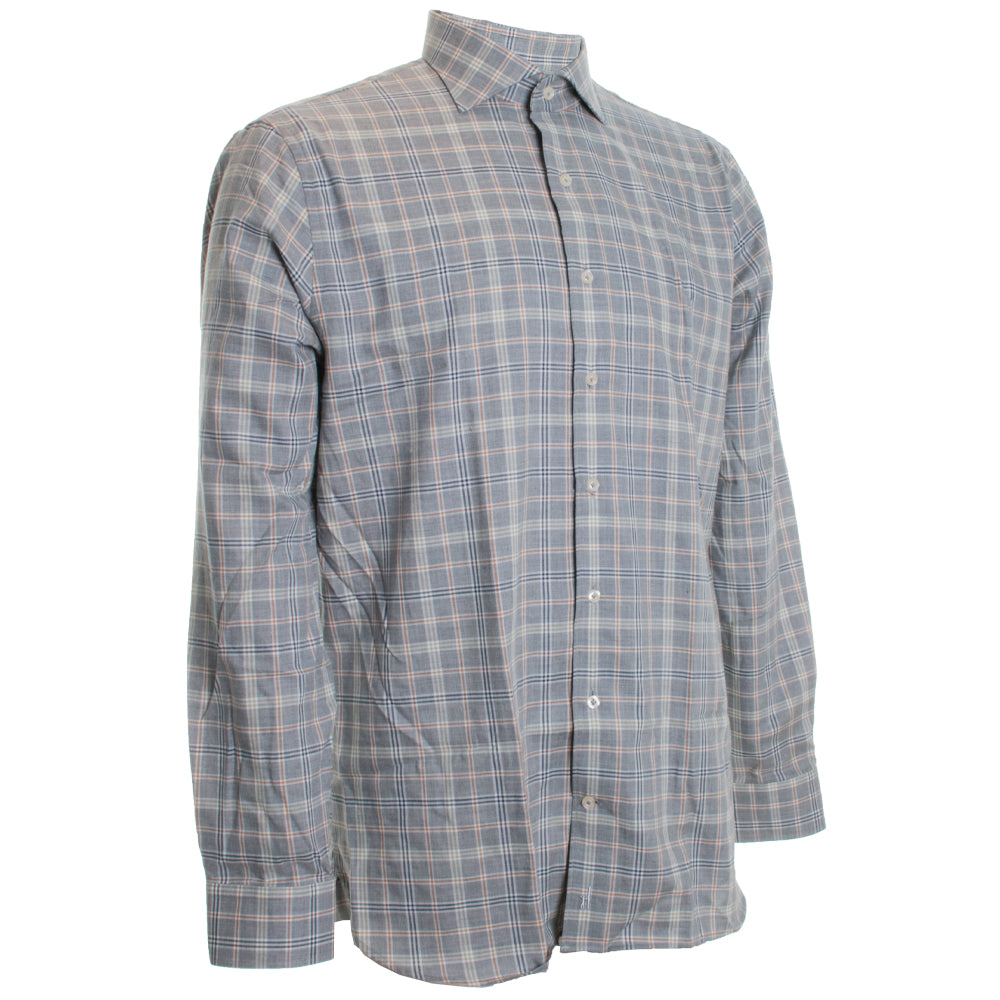Light gray flanel shirt.