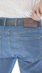 Say goodbye to stiff denim and hello to the Marcello LP27 Stretch Lightweight Denim. These jeans feature an ultra-light cotton-elastin fabric that moves with your body for exceptional comfort. The slimmer fit offers a contemporary leg and a relaxed look you'll love! Amazingly comfortable and stylish - what more could you want? A Marcello Exclusive.