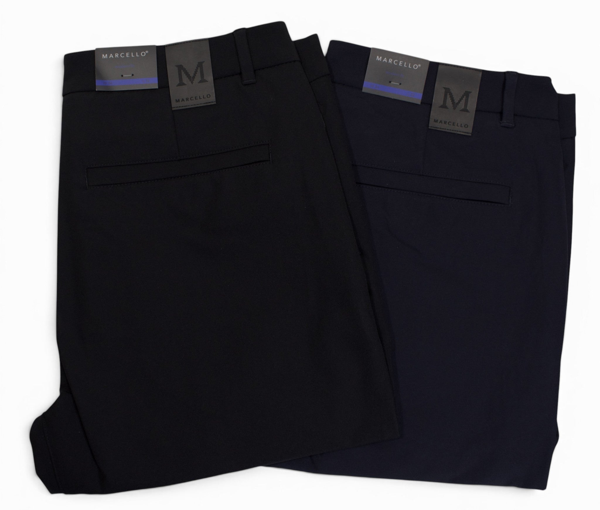 Marcello performance pant in black and navy.
