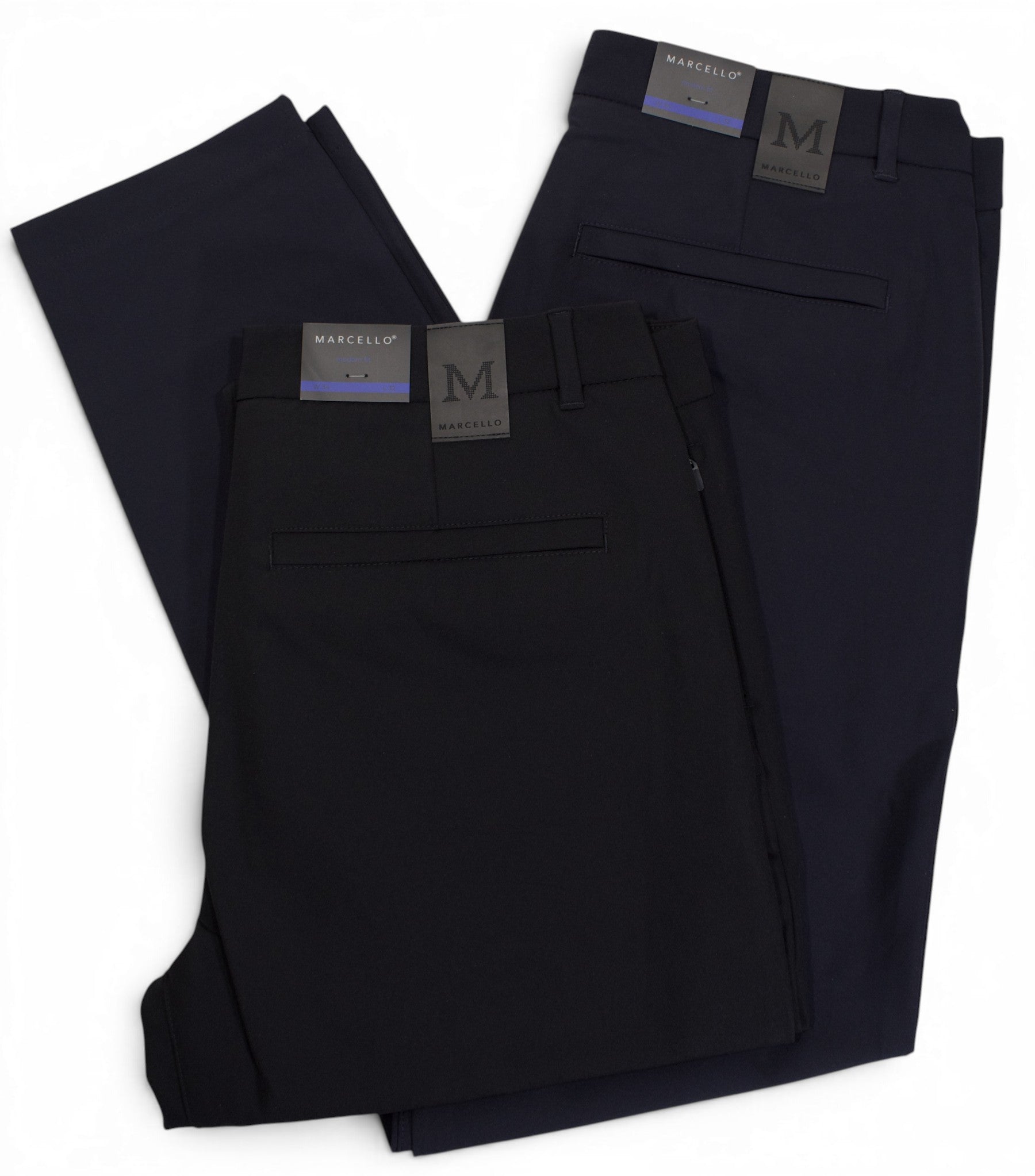 Marcello performance pant in black and navy.
